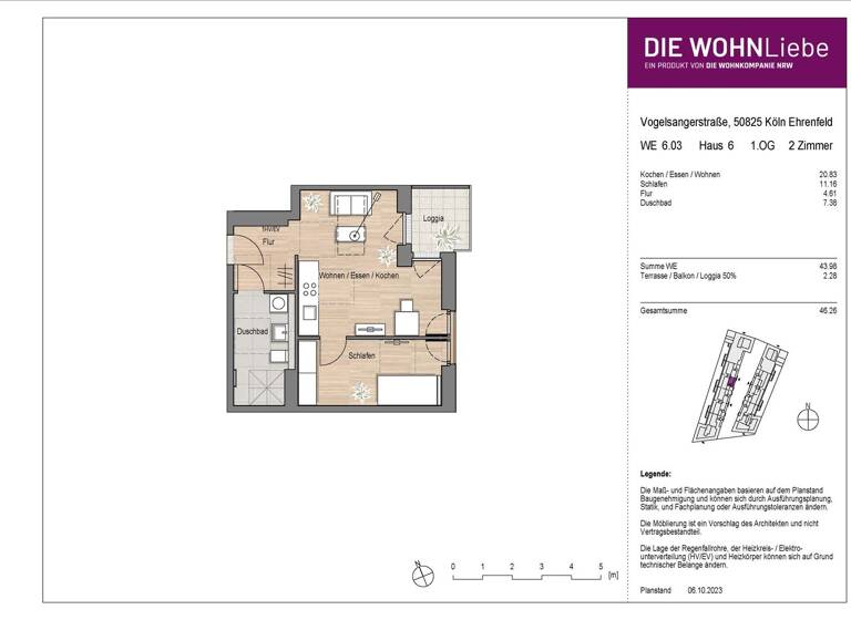 Wohnung zum Kauf - Erstbezug 360.900 € 2 Zimmer 46,3 m² Vogelsanger Straße 271 Ehrenfeld Köln 50825