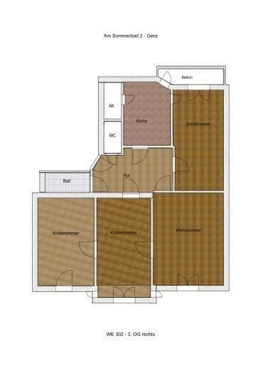 Wohnung zur Miete 430 € 4 Zimmer 80 m²<br/>Wohnfläche 4.<br/>Geschoss ab sofort<br/>Verfügbarkeit Am Sommerbad 2 Stadtmitte West Gera 07548