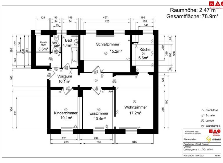 Wohnung zur Miete 417 € 4 Zimmer 77,2 m² 1. Geschoss frei ab 01.07.2026 Lannergasse Hinterberg Steyr 4400