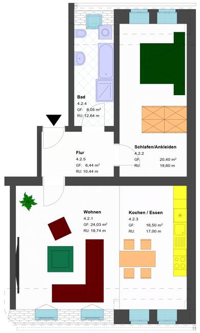 Wohnung zur Miete 580 € 2 Zimmer 75,4 m² Dachgeschoss, 3. Geschoss frei ab sofort Schillerstraße 7 Innenstadt Görlitz 02826