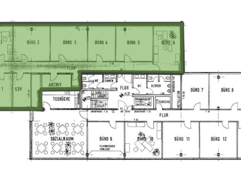 Büro-/Praxisfläche zur Miete provisionsfrei 7,50 € 1.045,2 m²<br/>Bürofläche ab 133,7 m²<br/>Teilbarkeit Rombacher Hütte 12 a Weitmar Bochum 44795