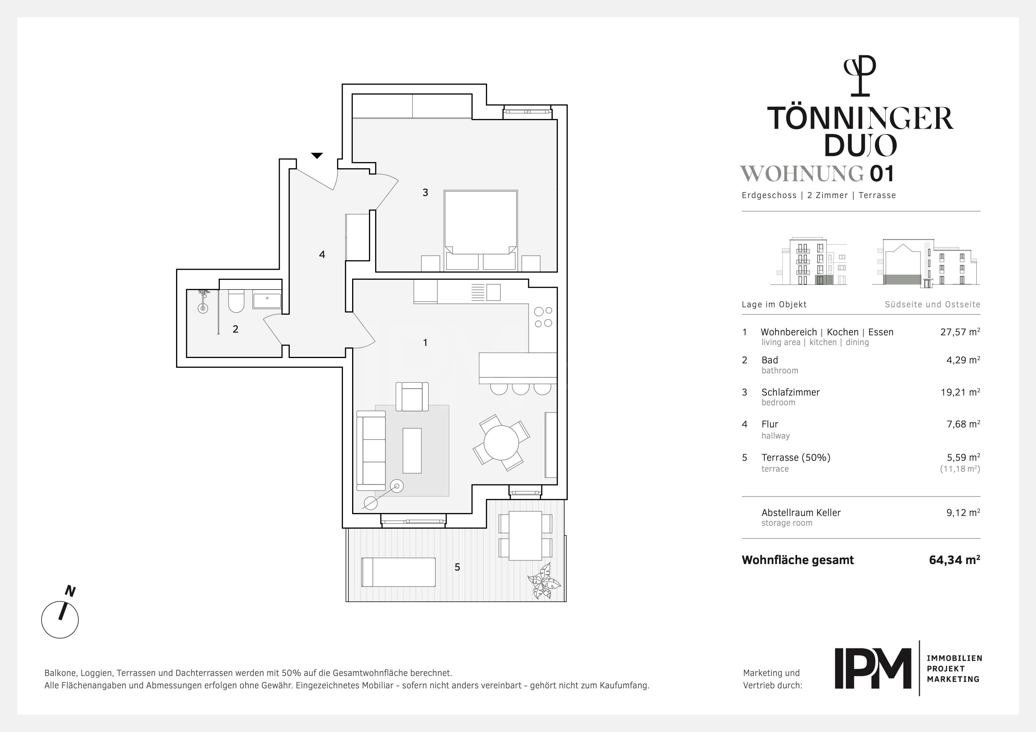 Wohnung zum Kauf 449.000 € 2 Zimmer 64,3 m²<br/>Wohnfläche EG<br/>Geschoss Tönninger Weg 1 Osdorf Hamburg 22609