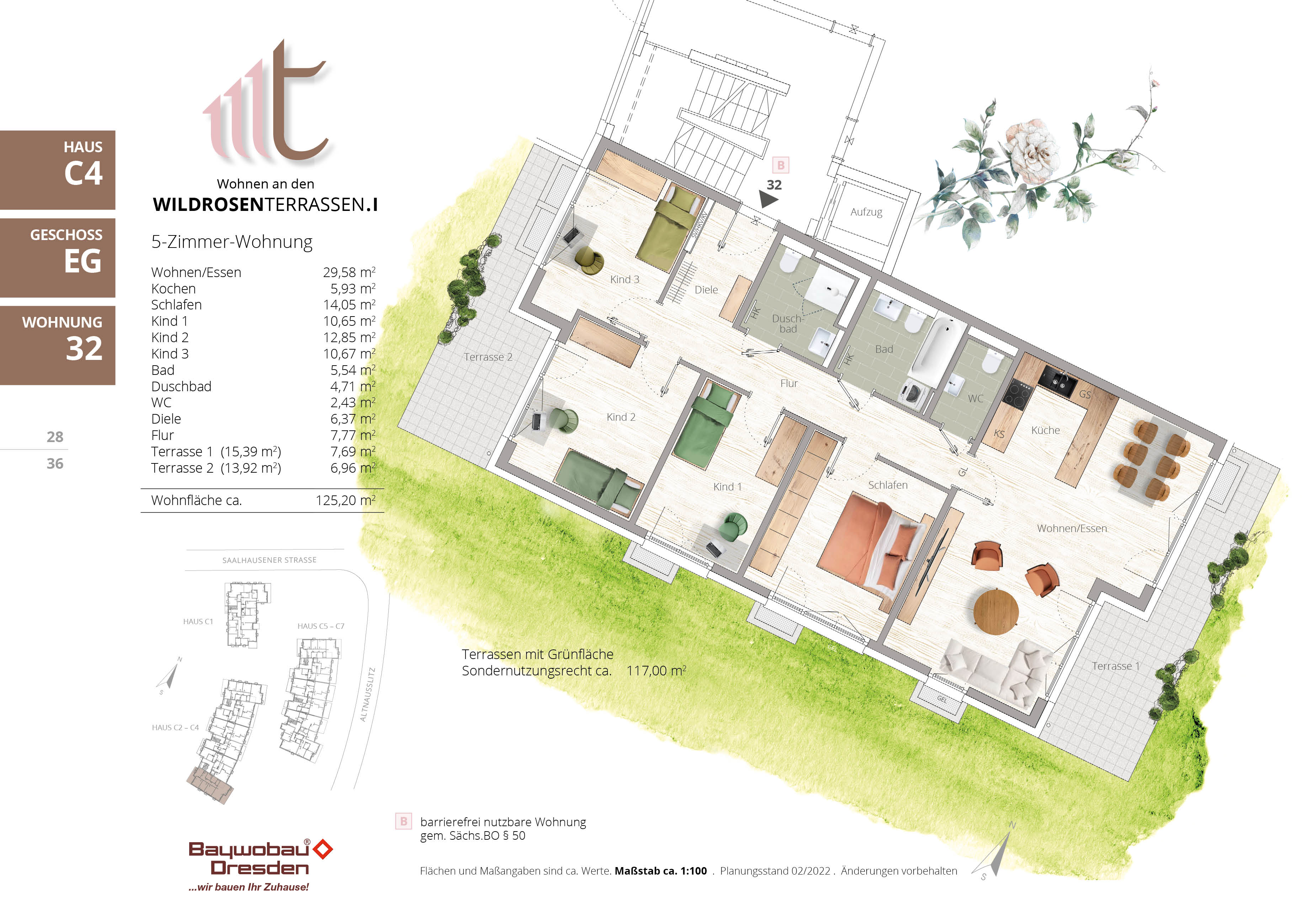 Wohnung zum Kauf 706.900 € 5 Zimmer 125,6 m²<br/>Wohnfläche EG<br/>Geschoss Saalhausener Straße 53b Niedergorbitz/Roßthal Dresden 01159