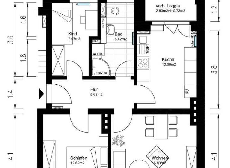 Wohnung zur Miete 569 € 3 Zimmer 59,9 m² EG Calvörder Str. 9 Stadtfeld West Magdeburg 39110