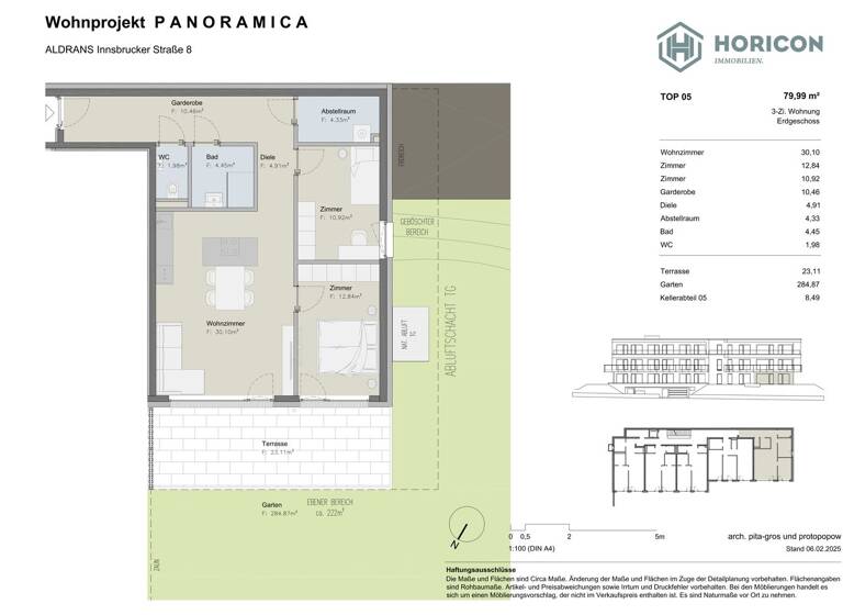 Wohnung zum Kauf provisionsfrei 748.000 € 3 Zimmer 80 m² EG Aldrans 6071