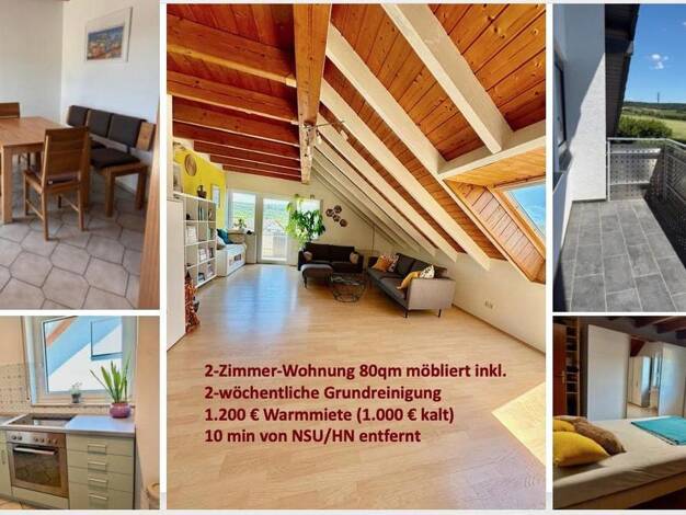 Wohnung zur Miete 1.000 € 2 Zimmer 80 m² 2. Geschoss frei ab 15.09.2026 Eberstadt 74246
