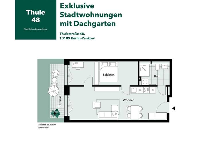 Wohnung zum Kauf - Erstbezug provisionsfrei 419.500 € 2,5 Zimmer 58,3 m² EG Thulestraße  / Ecke Neumannstraße 48 Pankow Berlin 13189