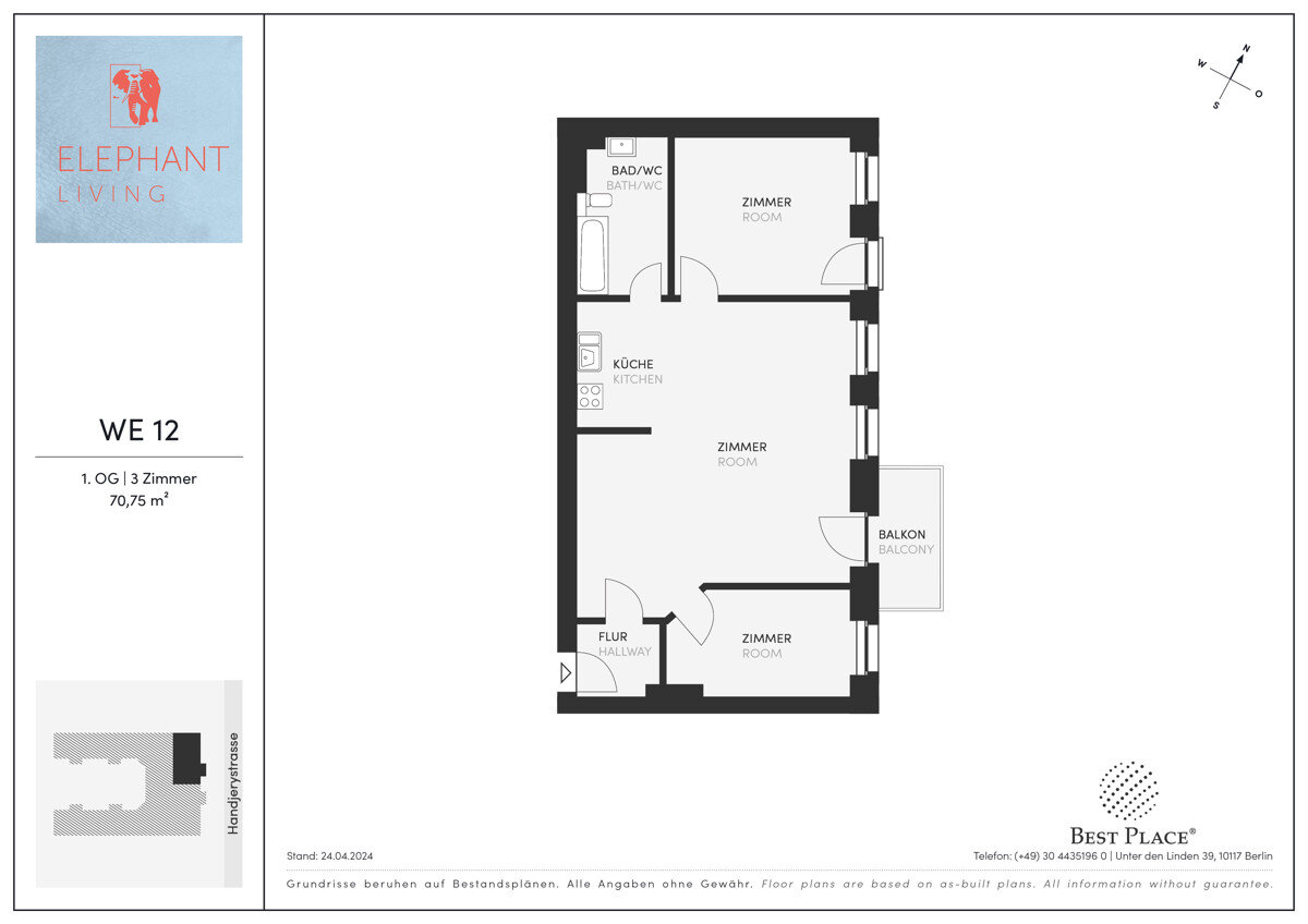 Wohnung zum Kauf provisionsfrei 298.000 € 3 Zimmer 70,8 m²<br/>Wohnfläche 1.<br/>Geschoss Handjerystraße 36 Adlershof Berlin 12489