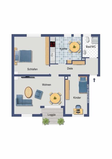 Wohnung zum Kauf provisionsfrei 185.000 € 3 Zimmer 77,3 m² EG Frankenstraße 16 Gremberghoven Köln 51148