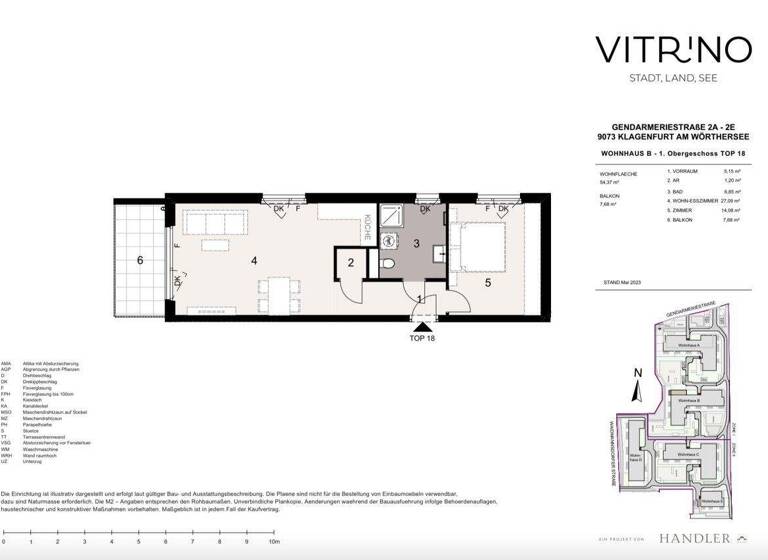 Wohnung zur Miete - Erstbezug 764 € 2 Zimmer 54,4 m² St. Peter Klagenfurt,13.Bez.:Viktring 9020