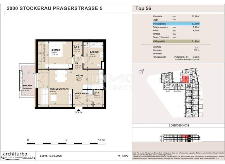 Wohnung zum Kauf 336.586 € 2 Zimmer 2. Geschoss Stockerau 2000
