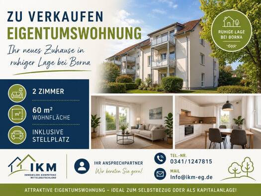 Wohnung zum Kauf 89.900 € 2 Zimmer 60 m² 1. Geschoss Eula Borna 04452