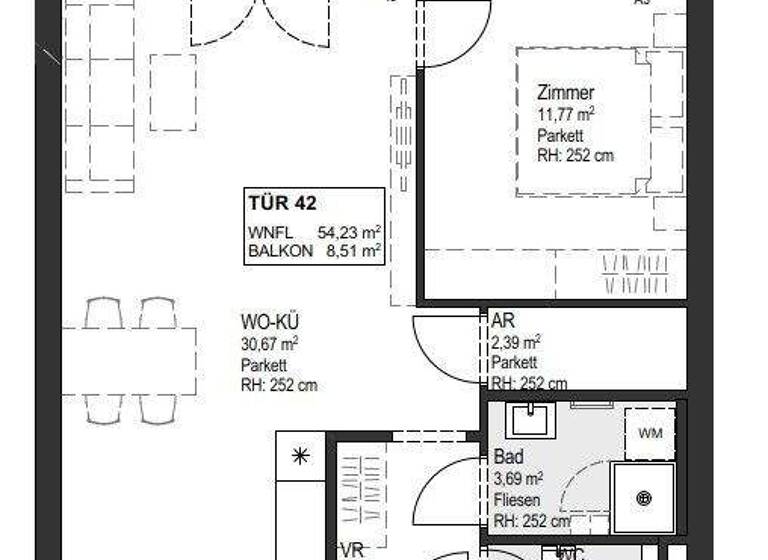 Wohnung zur Miete - Erstbezug 942 € 2 Zimmer 54,2 m² 4. Geschoss Wien 1150
