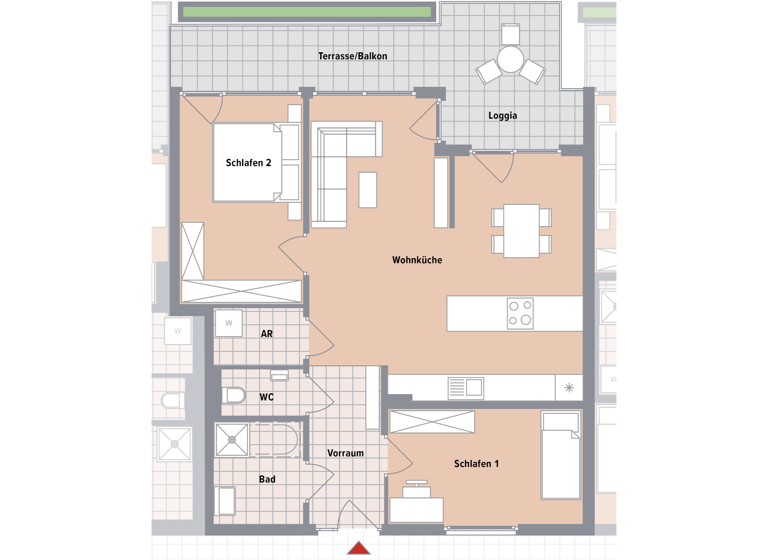Wohnung zum Kauf - Erstbezug 309.600 € 3 Zimmer 76,5 m² Puntigam Graz,17.Bez.:Puntigam 8055
