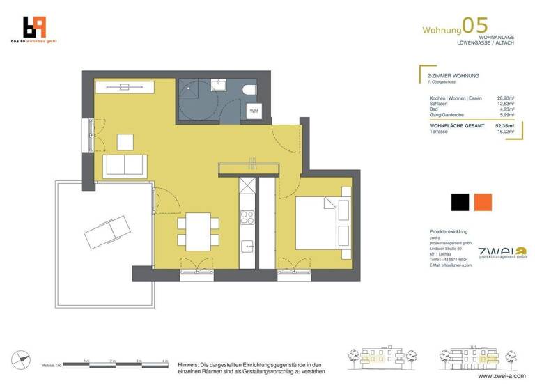 Terrassenwohnung zum Kauf - Erstbezug 388.000 € 2 Zimmer 52,4 m² 1. Geschoss Löwengasse Altach 6844