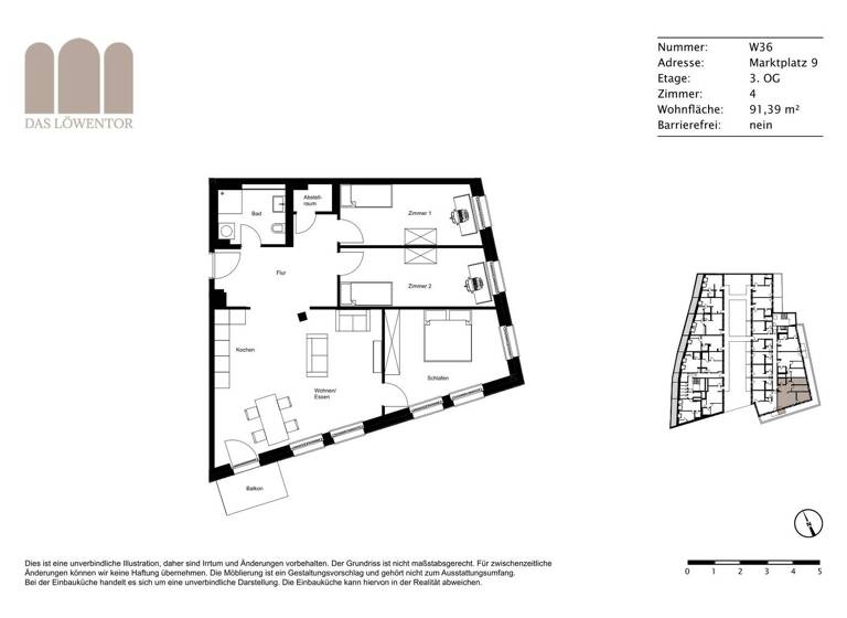 Wohnung zur Miete - Neubau 1.635 € 4 Zimmer 91,4 m²<br/>Wohnfläche 3.<br/>Geschoss 01.09.2025<br/>Verfügbarkeit Marktplatz 9 Emmendingen Emmendingen 79312