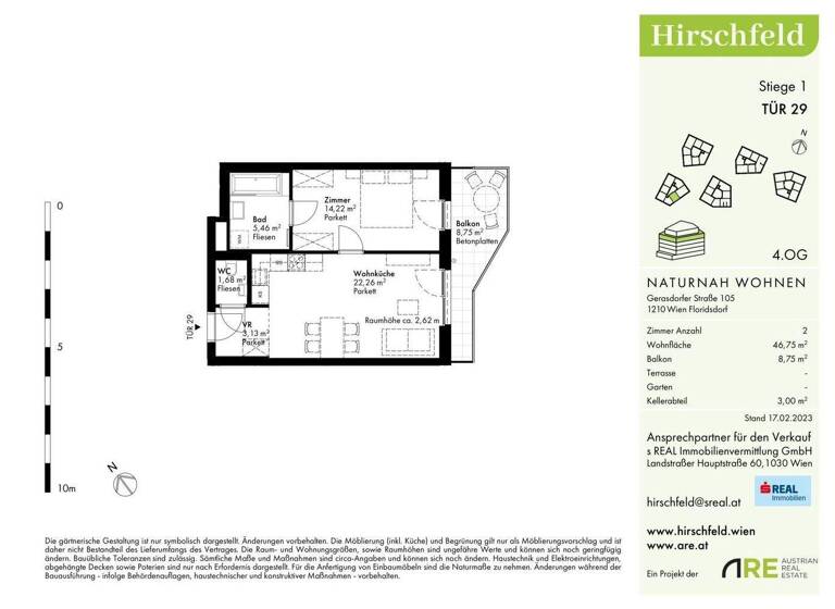 Wohnung zum Kauf - Erstbezug 290.000 € 2 Zimmer 46,8 m² 4. Geschoss Wien 1210
