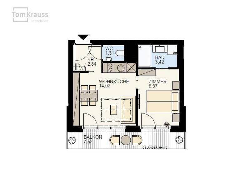 Wohnung zum Kauf - Erstbezug 270.300 € 2 Zimmer 30,5 m² 5. Geschoss Wien, Brigittenau 1200