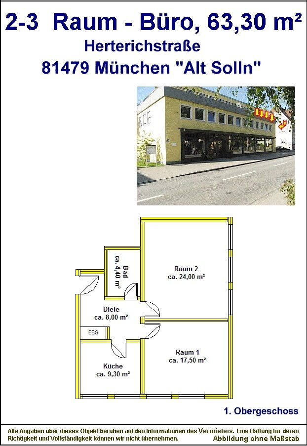 Büro-/Praxisfläche zur Miete 18 € 3 Zimmer 63,3 m²<br/>Bürofläche Herterichstraße Solln München 81479