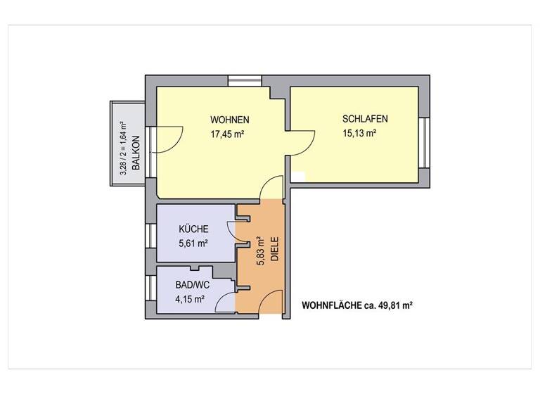 Wohnung zur Miete 350 € 2 Zimmer 49,8 m² EG frei ab sofort Hardenbergstraße 2 Bitterfeld Bitterfeld-Wolfen 06749