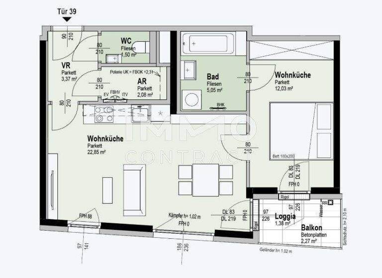 Wohnung zum Kauf - Erstbezug 320.100 € 2 Zimmer 48,3 m² 4. Geschoss Wien 1210
