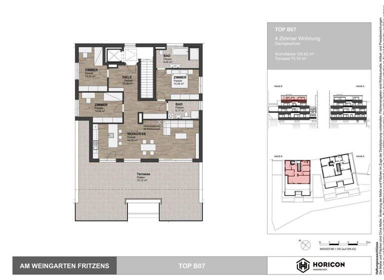 Penthouse zum Kauf 987.000 € 4 Zimmer 120,6 m² 3. Geschoss Fritzens 6122