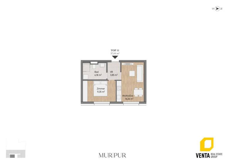 Wohnung zum Kauf 168.415 € 2 Zimmer 31,2 m² 1. Geschoss Lagergasse 56 Gries Graz 8020