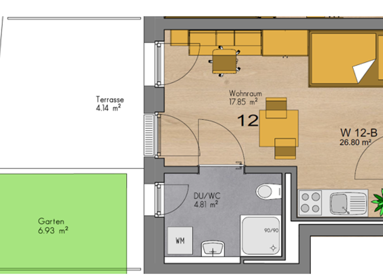 Studio zur Miete 449 € 1 Zimmer 26,8 m² 1. Geschoss Donauwörther Straße 70b / Whg. 12 Neuburg Neuburg an der Donau 86633