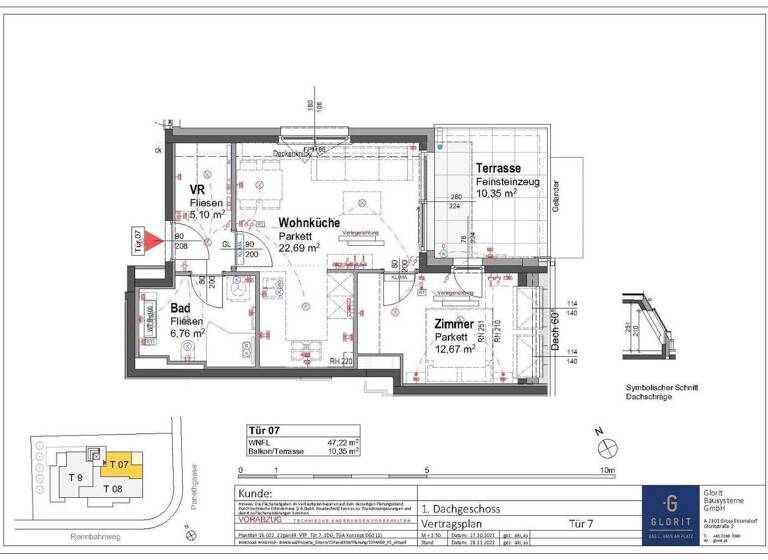 Wohnung zur Miete - Erstbezug 1.200 € 2 Zimmer 47,2 m² 1. Geschoss frei ab sofort Wien 1220