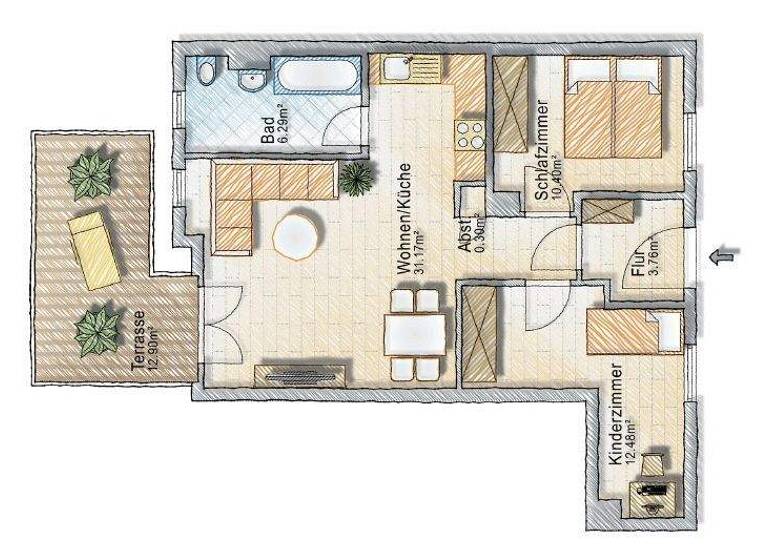 Terrassenwohnung zur Miete 640 € 3 Zimmer 70,5 m² EG frei ab 01.06.2026 Freital 01705