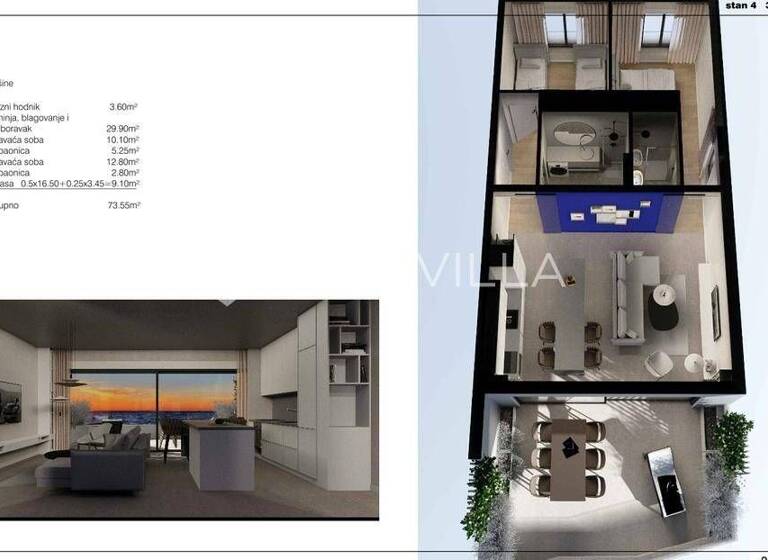 Wohnung zum Kauf 433.945 € 2 Zimmer 73 m² 1. Geschoss Povljana Povljana 23249