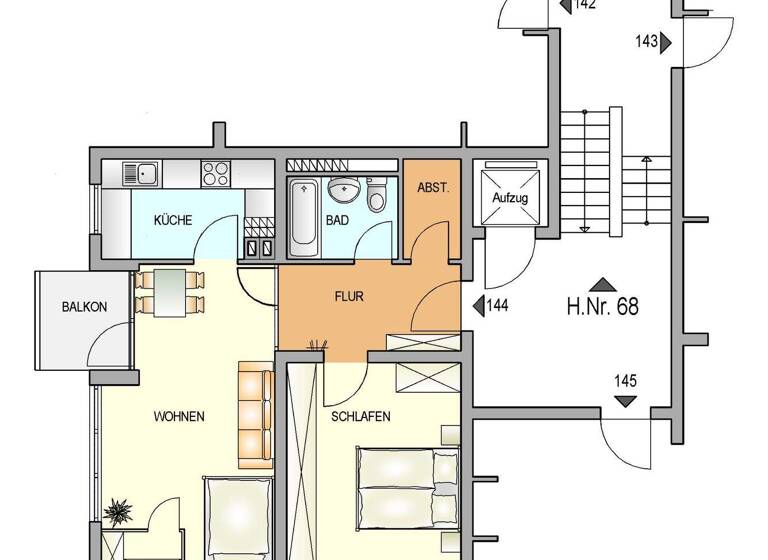 Wohnung zur Miete 399 € 2 Zimmer 56 m² 5. Geschoss frei ab 01.04.2026 Emil-Nohl-Straße 68 Lennep Remscheid 42897