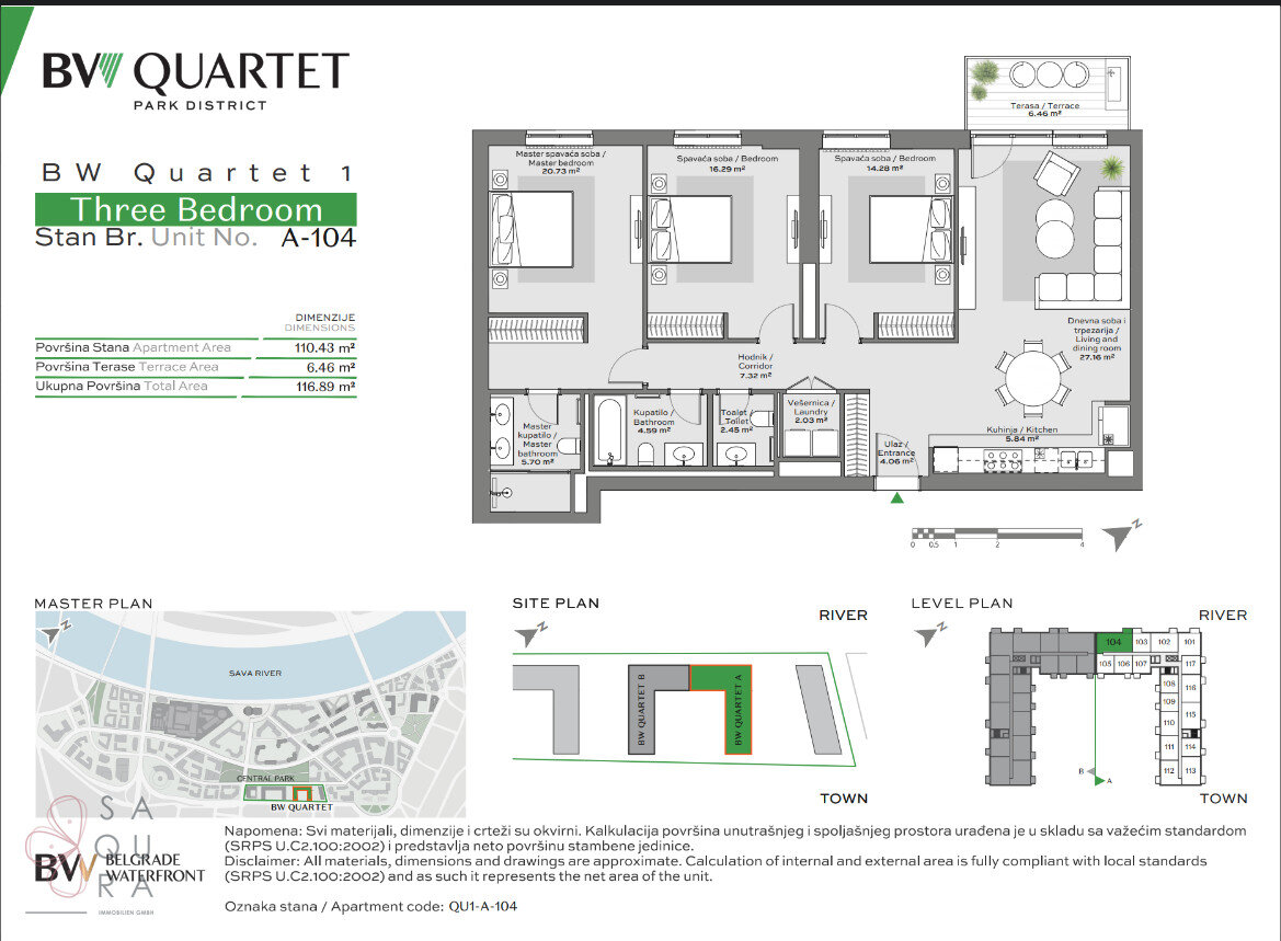 Wohnung zum Kauf provisionsfrei 434.888 € 4 Zimmer 110,4 m²<br/>Wohnfläche Belgrad Waterfront