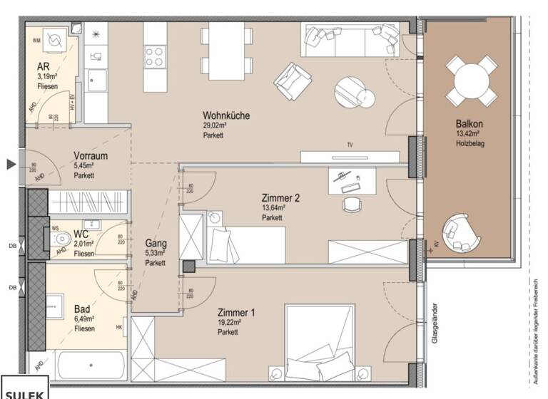 Wohnung zur Miete - Erstbezug 2.421 € 3 Zimmer 84,4 m² 26. Geschoss Meiereistraße Wien 1020