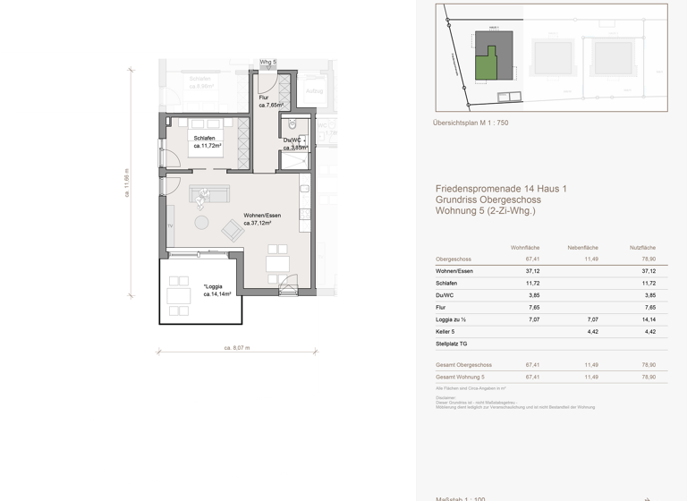 Wohnung zum Kauf - Erstbezug provisionsfrei 769.000 € 2 Zimmer 67,4 m² 1. Geschoss Friedenspromenade 14 Trudering-Riem München 81827