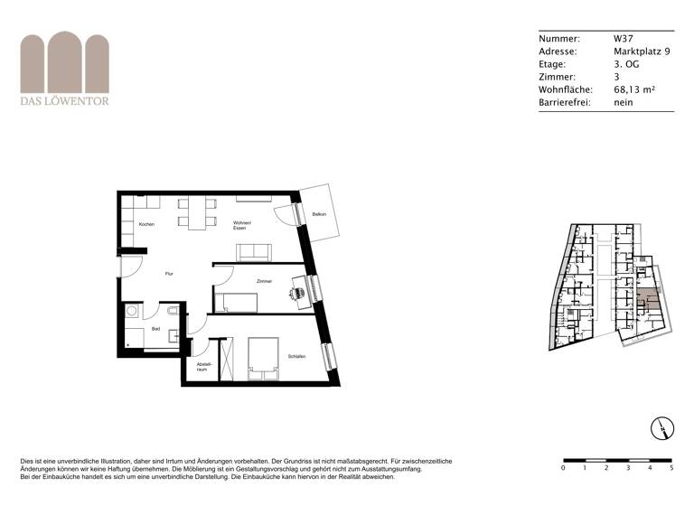 Wohnung zur Miete 1.295 € 3 Zimmer 68,1 m²<br/>Wohnfläche 3.<br/>Geschoss 01.09.2025<br/>Verfügbarkeit Marktplatz 9 Emmendingen Emmendingen 79312