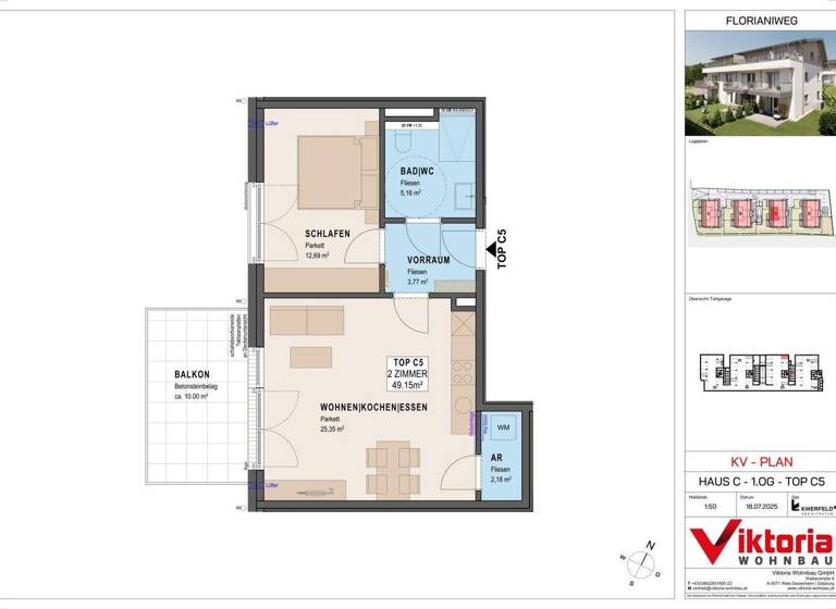 Wohnung zum Kauf - Erstbezug 228.000 € 2 Zimmer 49,2 m² 1. Geschoss Bergheim 5101