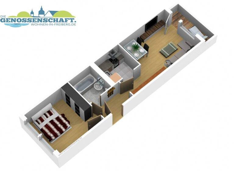 Wohnung zur Miete 319 € 2 Zimmer 40,3 m² EG Friedeburger Straße 34 Freiberg 09599