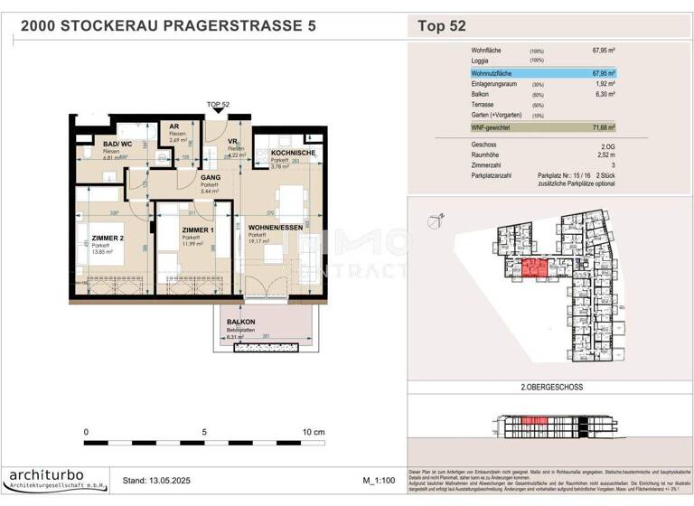 Wohnung zum Kauf 335.444 € 3 Zimmer 2. Geschoss Stockerau 2000