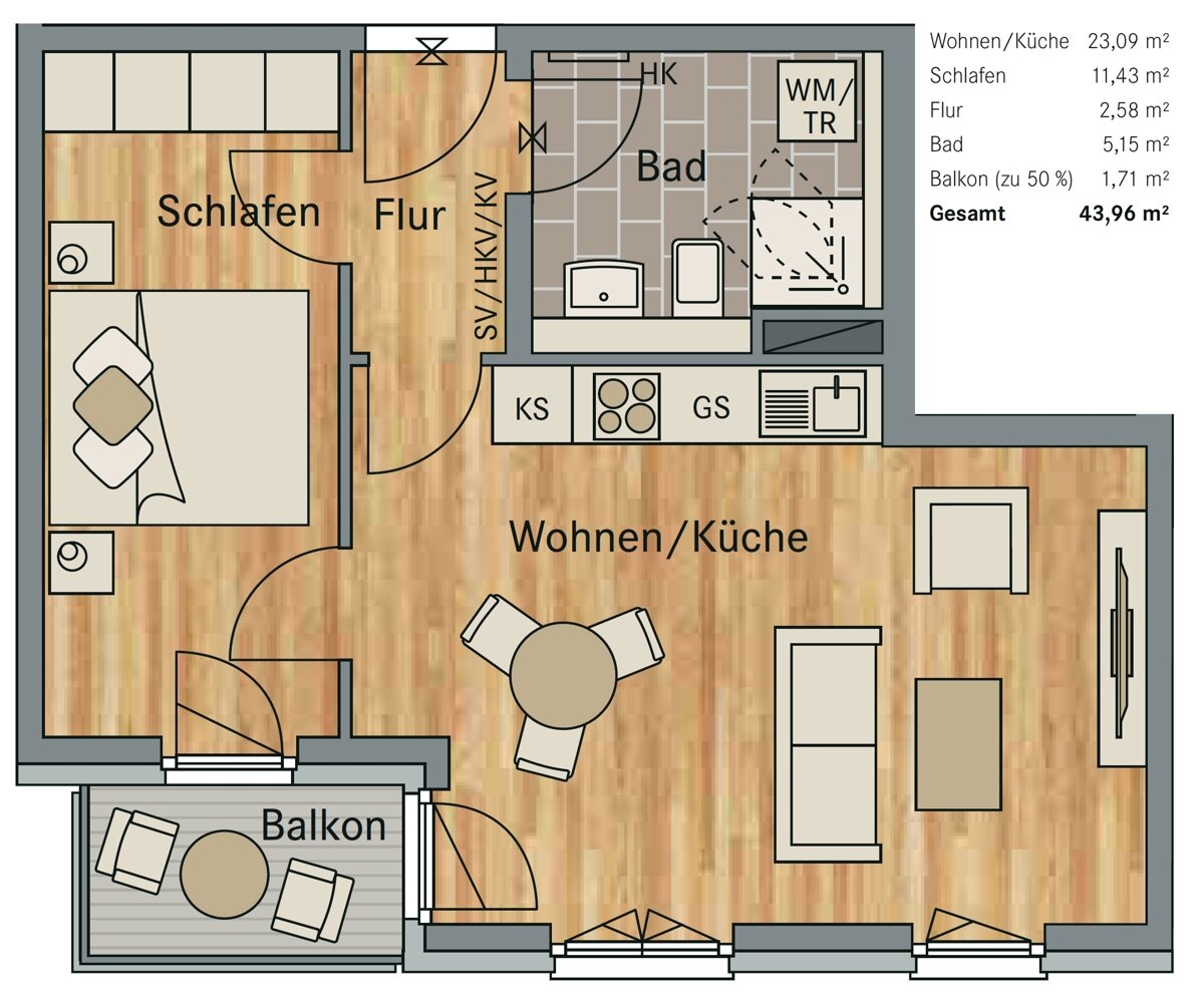 Wohnung zur Miete 550 € 2 Zimmer 44 m²<br/>Wohnfläche 2.<br/>Geschoss ab sofort<br/>Verfügbarkeit Seelenbinder Straße 13a Möckern Leipzig 04159