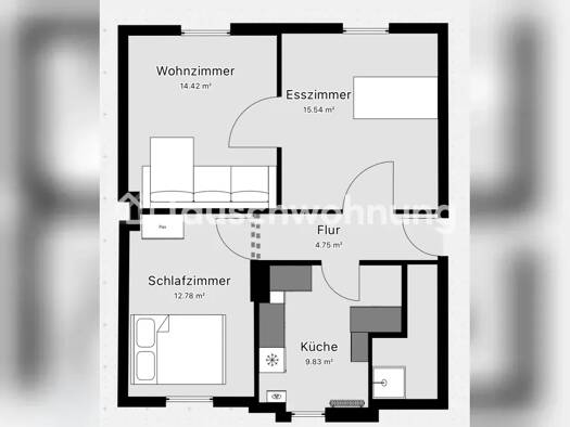 Wohnung zur Miete Tauschwohnung 780 € 3 Zimmer 61 m² 2. Geschoss Niehl Köln 50735