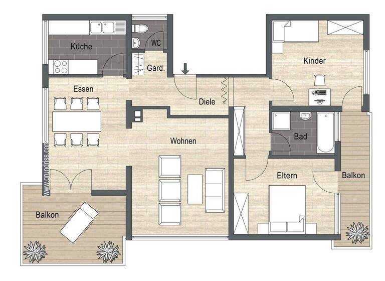 Wohnung zum Kauf 309.000 € 3,5 Zimmer 109 m² 1. Geschoss Biberach Heilbronn-Biberach 74078