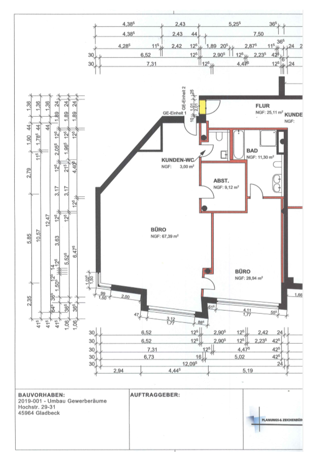 Büro-/Praxisfläche zur Miete provisionsfrei 1.100 € 2 Zimmer 120,8 m²<br/>Bürofläche Hochstraße 29 Mitte I Gladbeck 45964