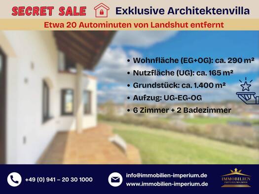 Einfamilienhaus zum Kauf 1.250.000 € 6 Zimmer 290 m² 1.400 m² Grundstück Landshut 84028