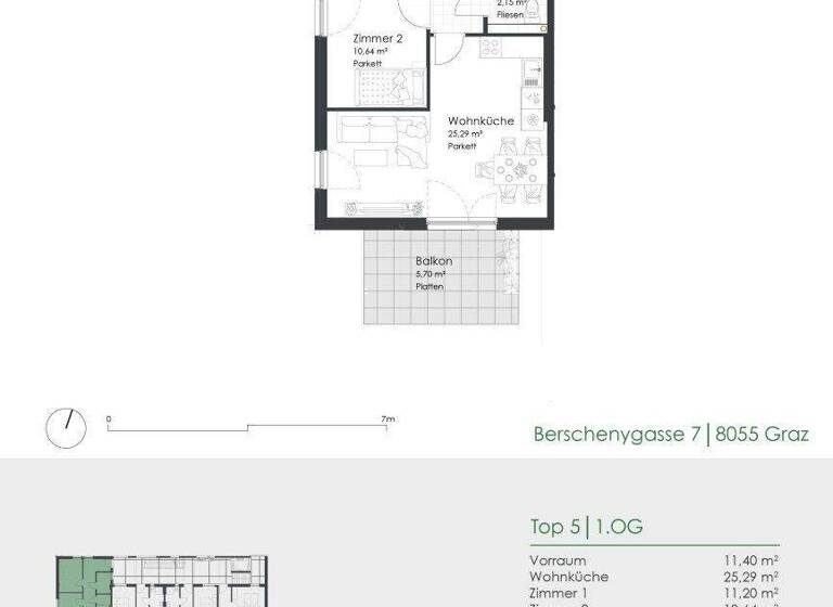 Wohnung zum Kauf - Erstbezug provisionsfrei 301.000 € 3 Zimmer 64,9 m² 1. Geschoss frei ab 01.06.2027 Berschenygasse 7 Puntigam Graz 8055