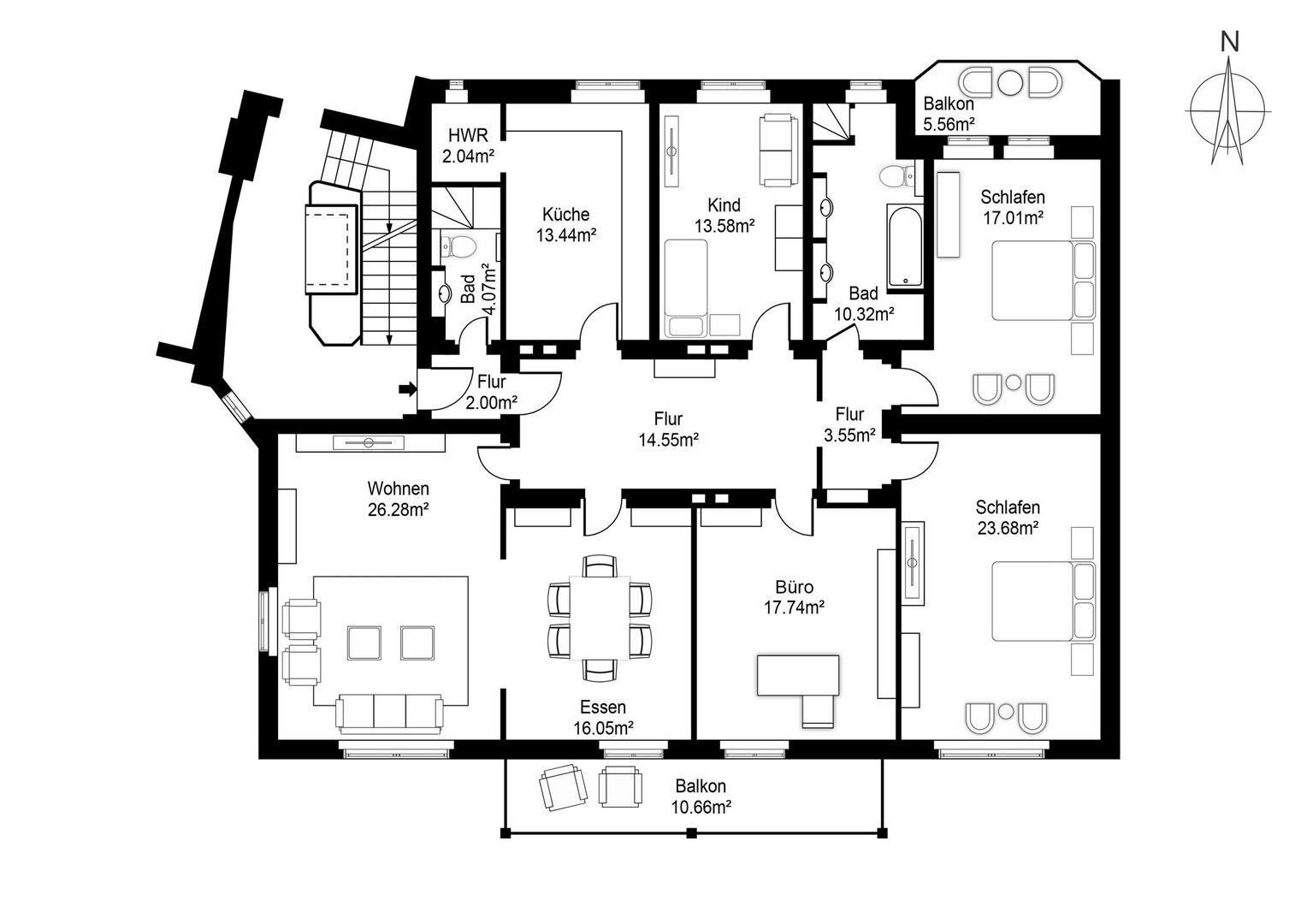 Wohnung zum Kauf provisionsfrei 1.590.000 € 5 Zimmer 172 m²<br/>Wohnfläche 1.<br/>Geschoss Düsseltal Düsseldorf 40239