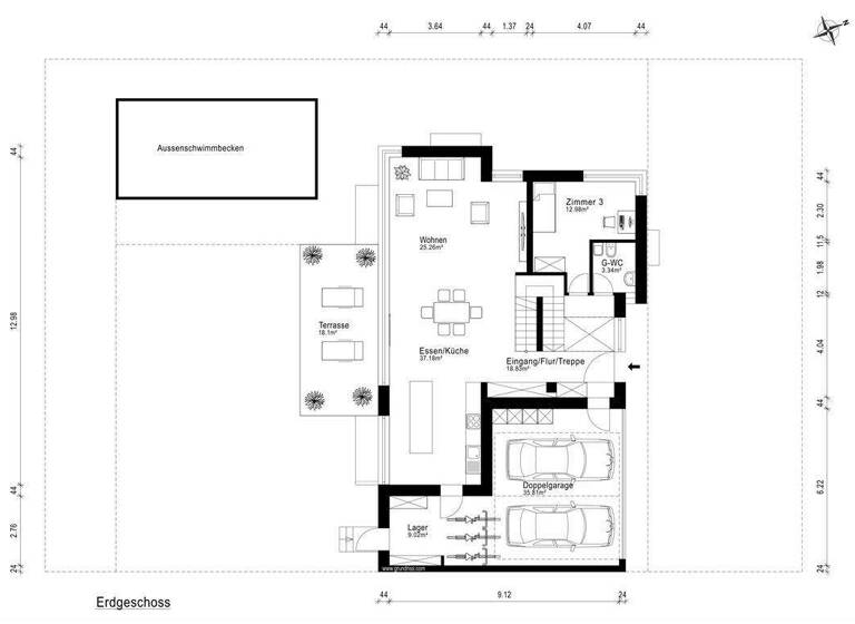 Villa zur Miete 8.900 € 7 Zimmer 284 m² 600 m² Grundstück Kalbach-Riedberg Frankfurt 60438