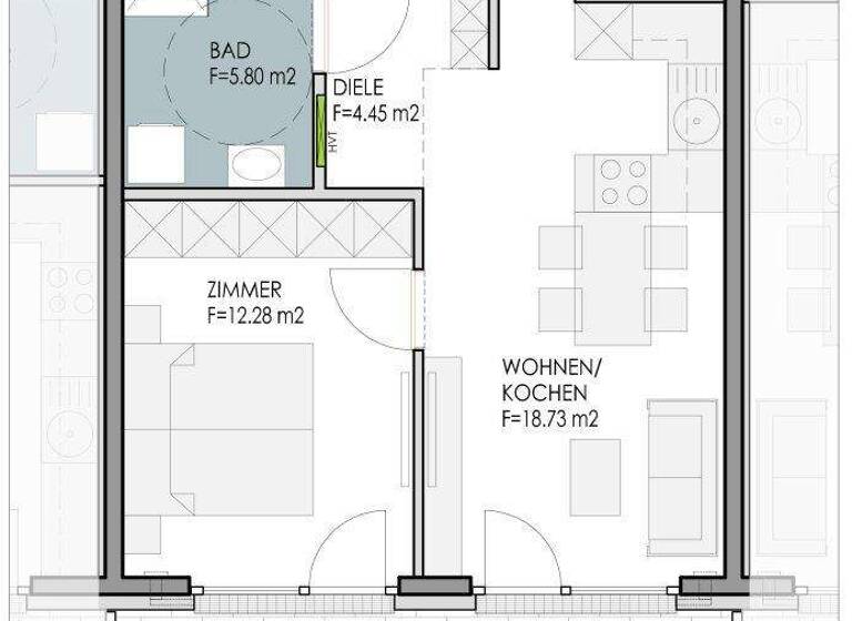 Wohnung zum Kauf - Erstbezug 310.500 € 2 Zimmer 43,5 m² 1. Geschoss Bahnhofstraße 24a, b, c Baumkirchen 6121