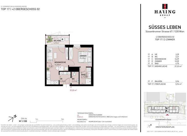 Wohnung zum Kauf - Erstbezug 235.500 € 2 Zimmer 37,3 m² 2. Geschoss Süßenbrunner Straße 67 Wien 1220