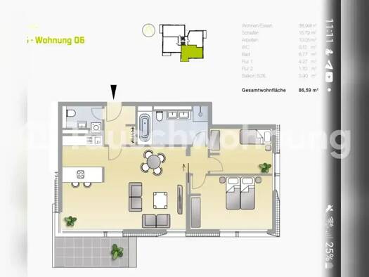 Wohnung zur Miete Tauschwohnung 1.039 € 3 Zimmer 88 m² EG Bornstedter Feld Potsdam 14469